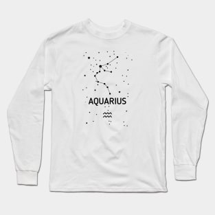 Aquarius Zodiac Sign Constellation (Black Print) Long Sleeve T-Shirt